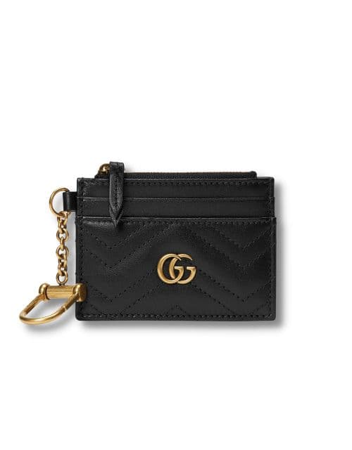 Gucci GG Marmont Keychain Wallet Black/Beige/ Red For Women 627064 DTDHT 1000 3.9 in/ 10 cm