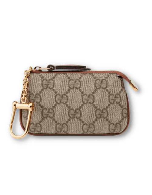 Gucci GG Supreme Key Pouch Beige For Women 4.7in/12cm 447964 KLQHG 8526