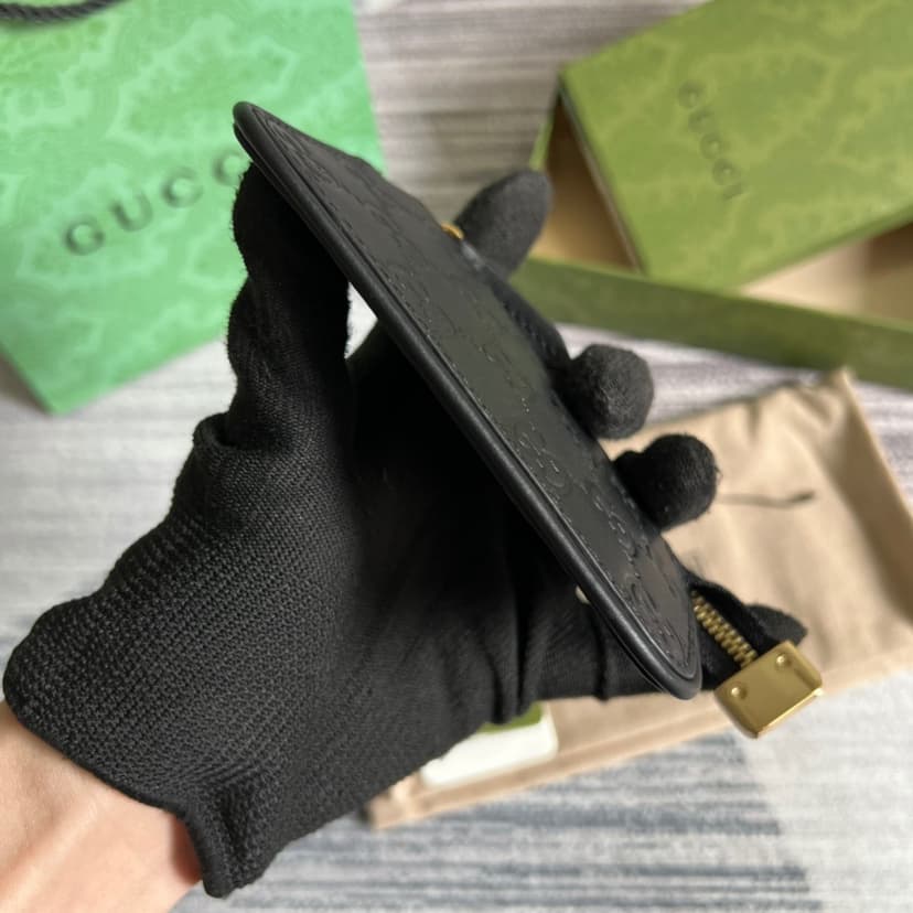 Gucci Signature Key Case Black For Women 4.7in/12cm 447964 CWC1G 1000