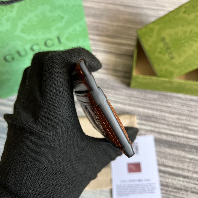 Gucci GG Portacarte GG Matelassé Black/Brown For Women 723790 UM8IG 1000 3.9 in/ 10 cm