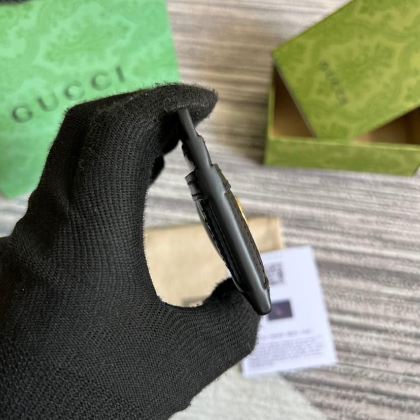 Gucci GG Portacarte GG Matelassé Black/Brown For Women 723790 UM8IG 1000 3.9 in/ 10 cm