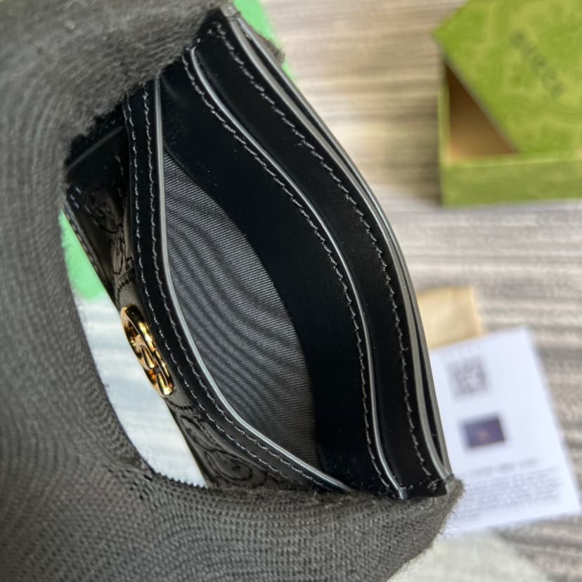 Gucci GG Portacarte GG Matelassé Black/Brown For Women 723790 UM8IG 1000 3.9 in/ 10 cm