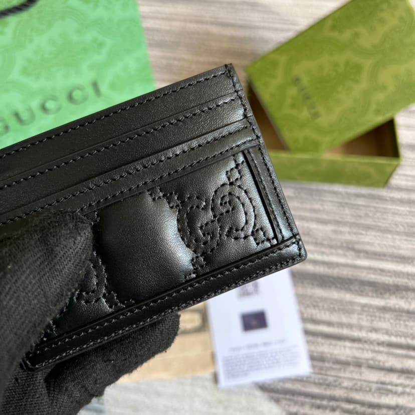 Gucci GG Portacarte GG Matelassé Black/Brown For Women 723790 UM8IG 1000 3.9 in/ 10 cm
