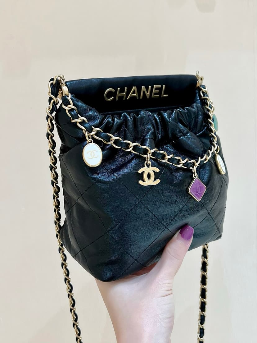 Chanel CC Small Bucket Bag Black For Women 6.7 in / 17 cm