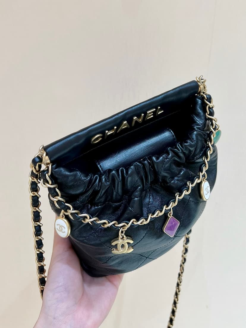 Chanel CC Small Bucket Bag Black For Women 6.7 in / 17 cm