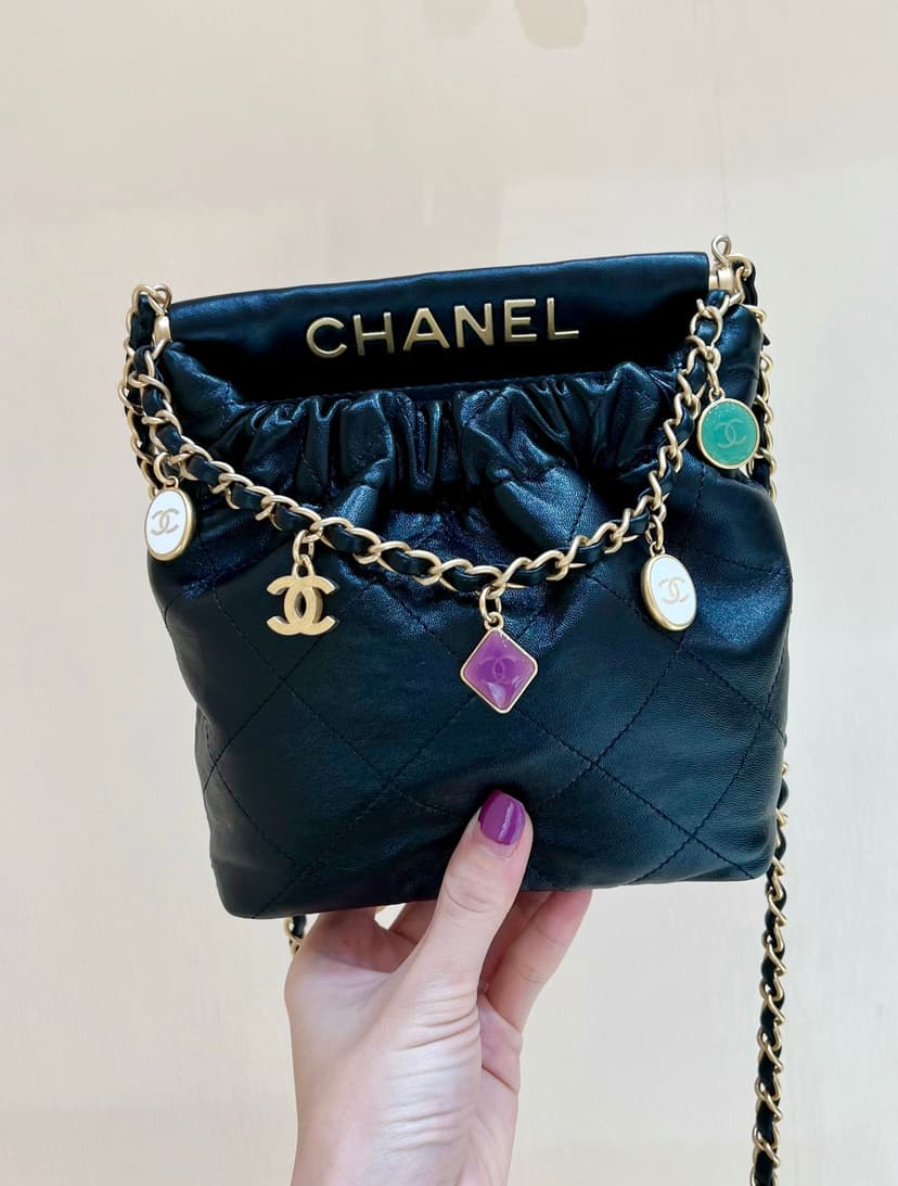 Chanel CC Small Bucket Bag Black For Women 6.7 in / 17 cm