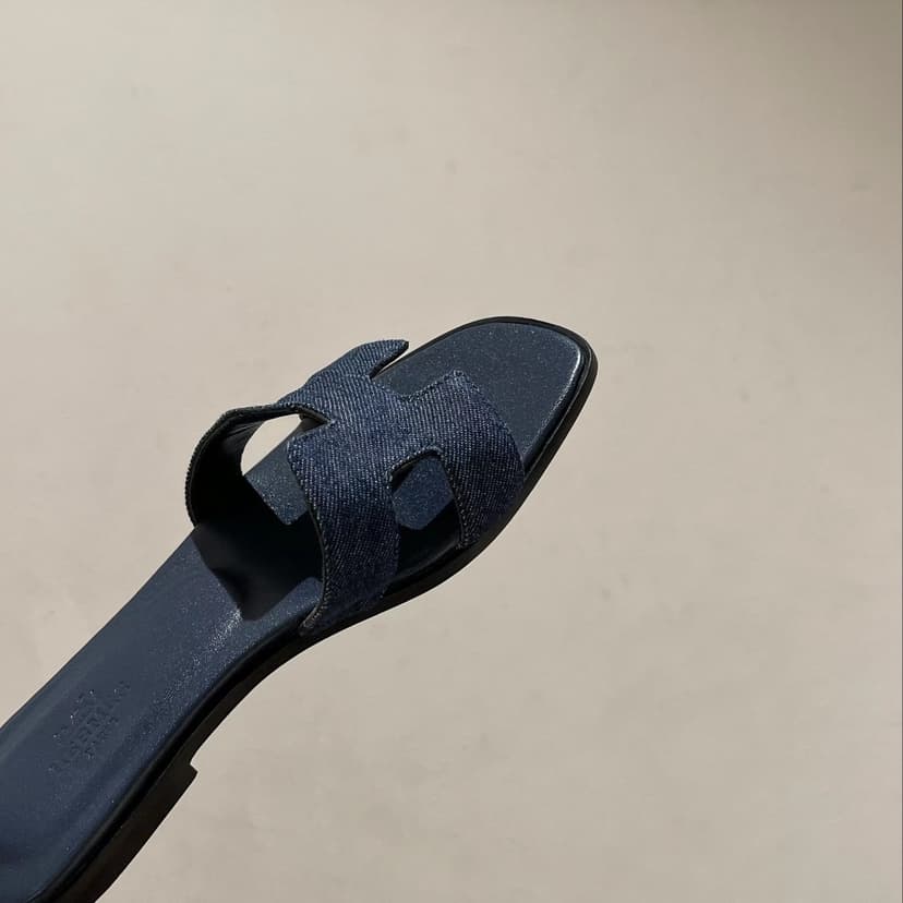 Hermes Oran Sandal Navy Blue For Women