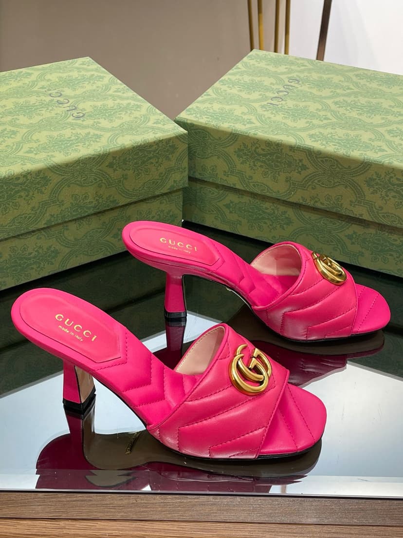 Gucci Double G Slide Sandal Pink For Women 674839 BKO00 5752