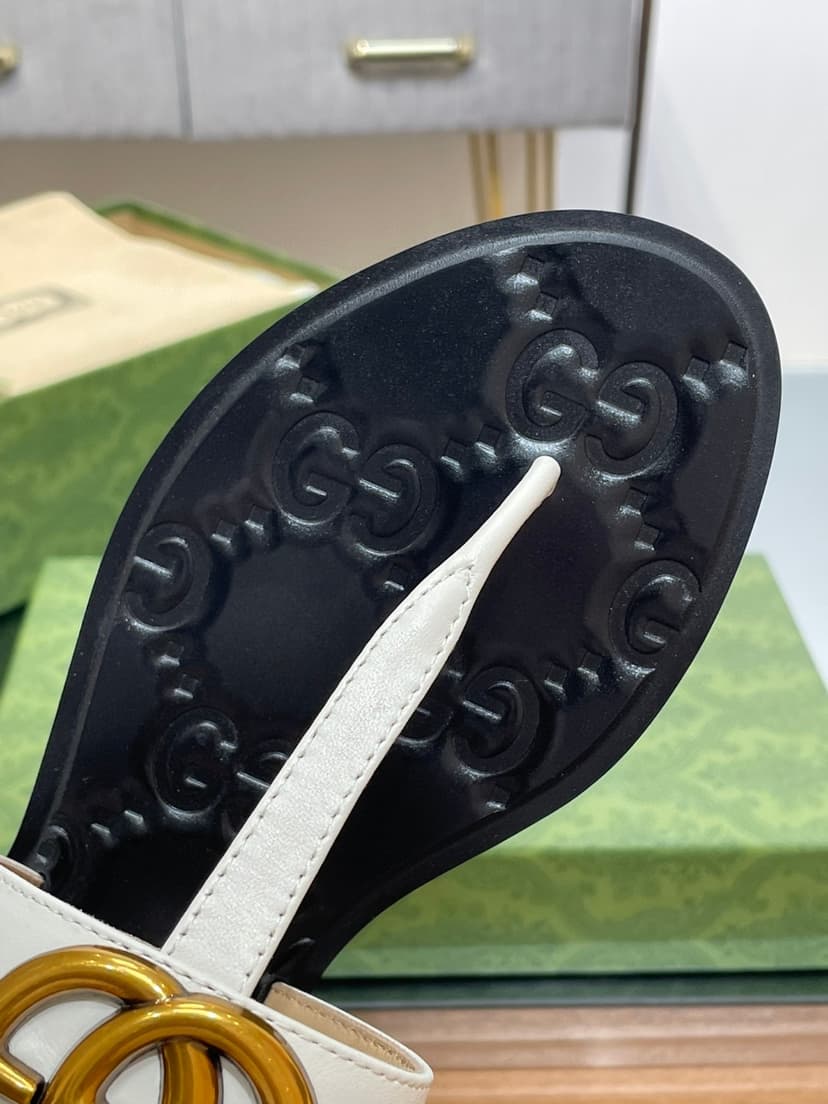 Gucci Thong Sandal With Double G White For Women ‎