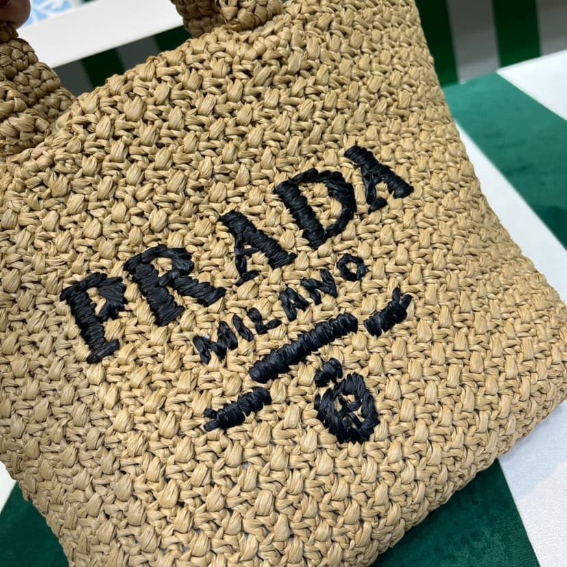 [True-to-ORIGINAL] Prada Small Raffia Tote Bag In Beige For Women 9.4 in/24cm 1BG422_2A2T_F0018_V_OOL