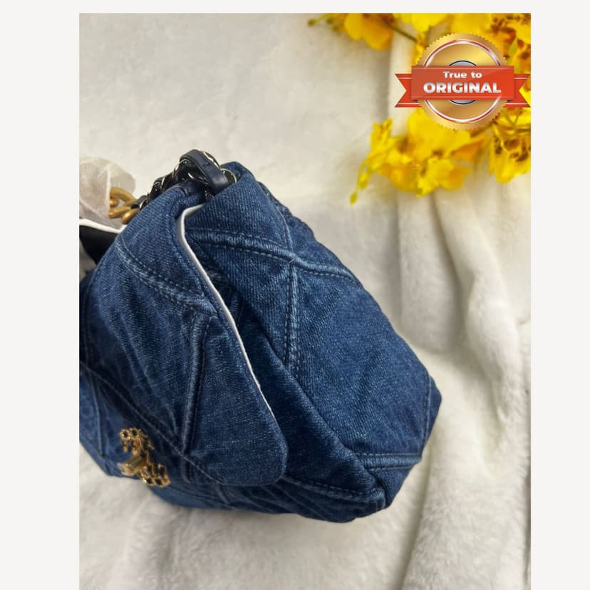 [True-to-ORIGINAL] Chanel 19 Handbag Denim Blue For Women 10.1in/26cm AS1160 B02876 N6832