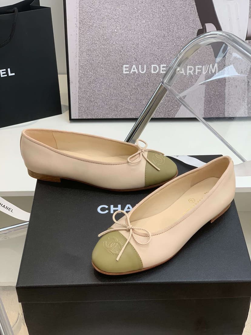 Chanel Ballet Flats Beige For Women