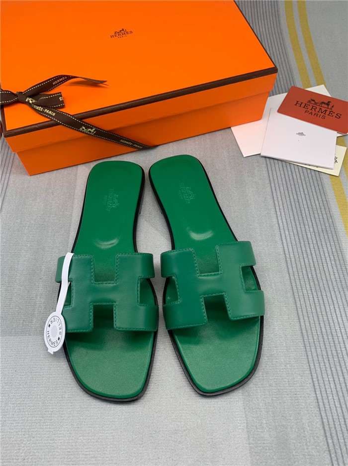 Hermes Oran Sandal Green For Women