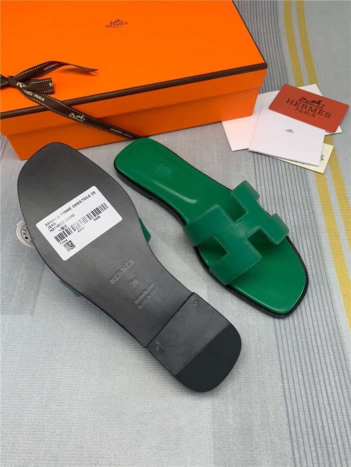 Hermes Oran Sandal Green For Women