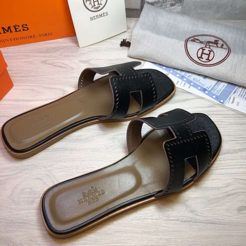 Hermes Oran Sandal Black For Women