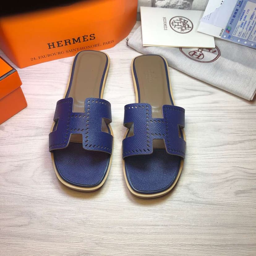 Hermes Oran Sandal Dark Blue For Women