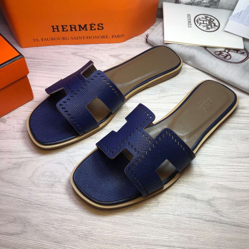 Hermes Oran Sandal Dark Blue For Women