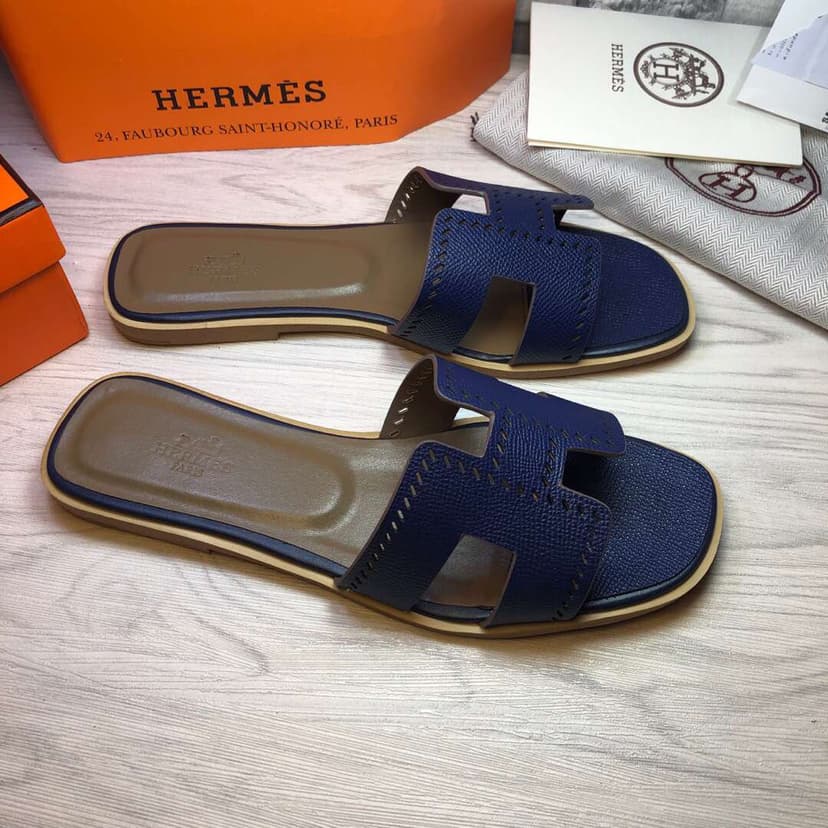 Hermes Oran Sandal Dark Blue For Women
