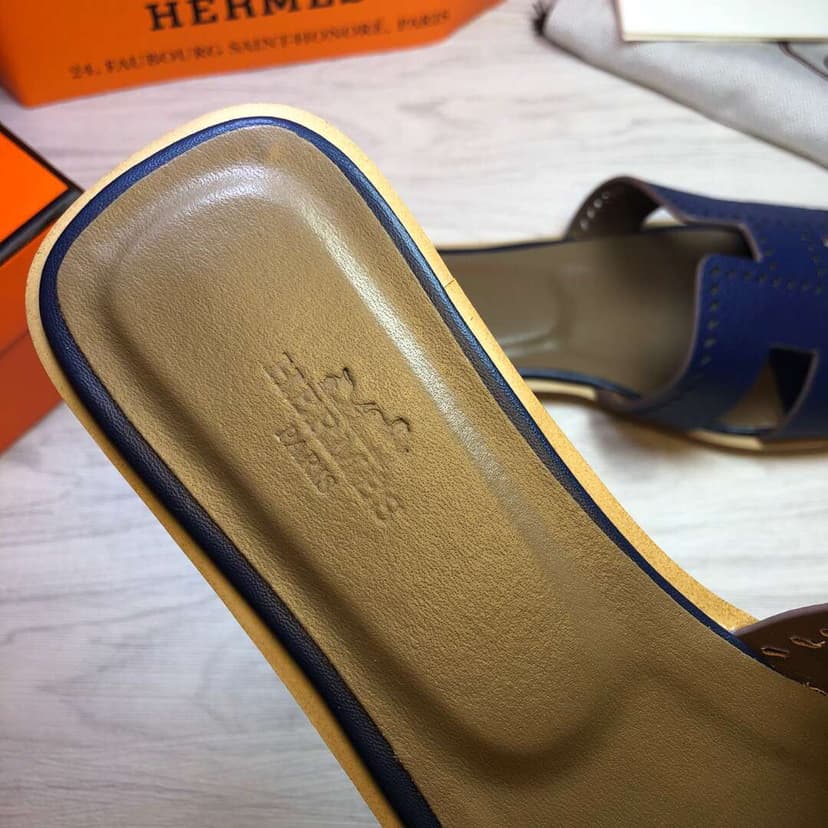 Hermes Oran Sandal Dark Blue For Women