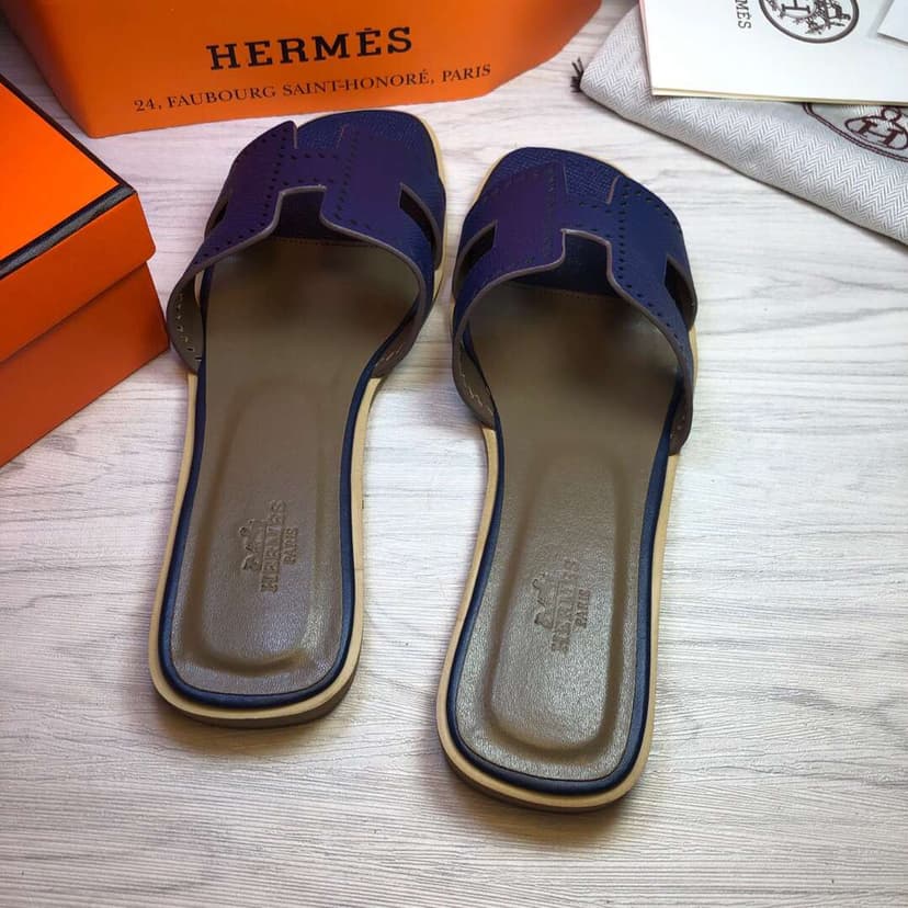 Hermes Oran Sandal Dark Blue For Women
