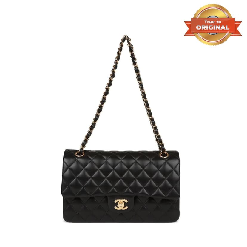 [True-to-ORIGINAL] Chanel Classic Flap Bag Black For Women 10.2in/26cm