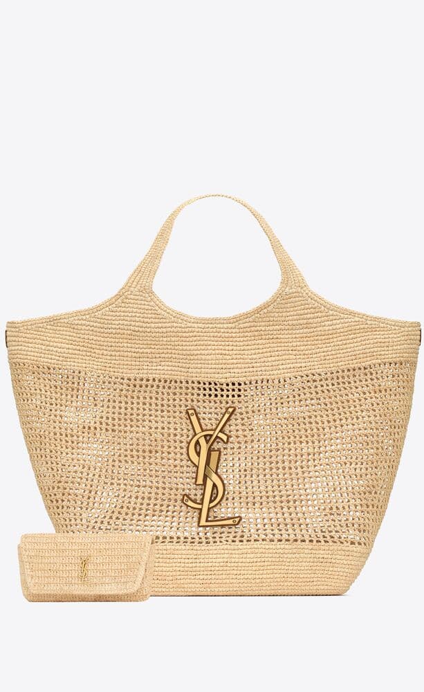 [True-to-ORIGINAL] Saint Laurent Icare In Raffia Beige For Women 55 Cm/ 21.7 Inches 772191GAAEK2063