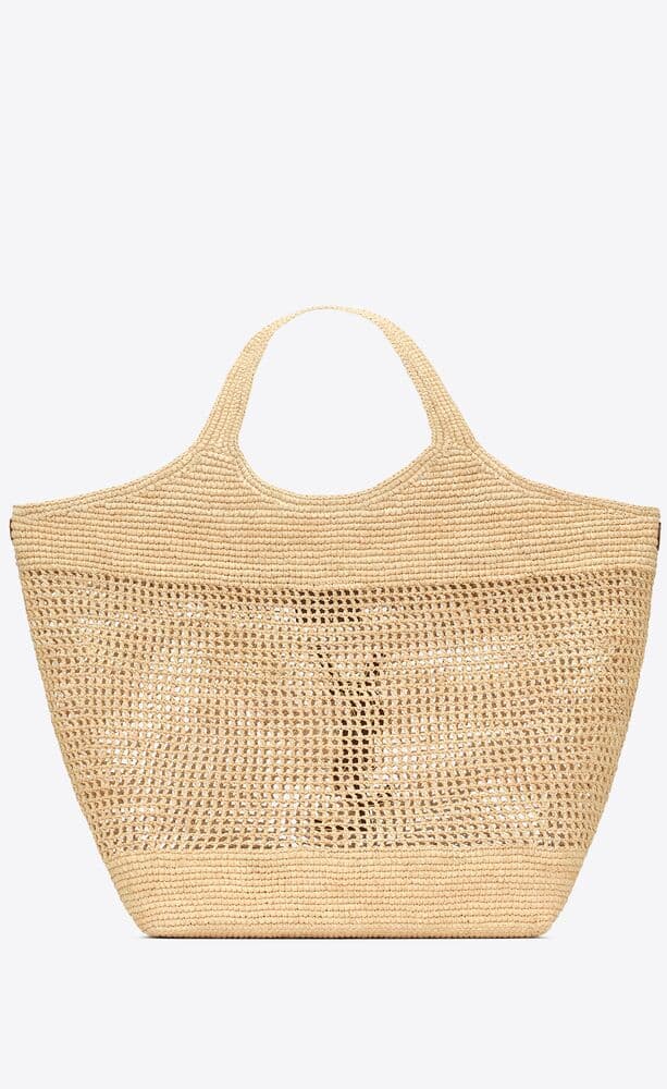 [True-to-ORIGINAL] Saint Laurent Icare In Raffia Beige For Women 55 Cm/ 21.7 Inches 772191GAAEK2063