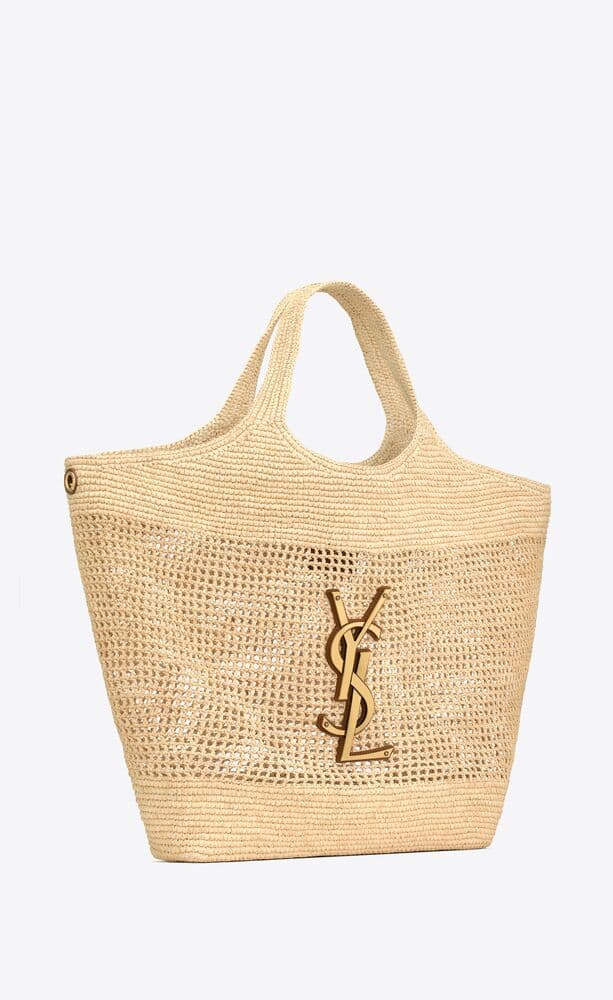 [True-to-ORIGINAL] Saint Laurent Icare In Raffia Beige For Women 55 Cm/ 21.7 Inches 772191GAAEK2063