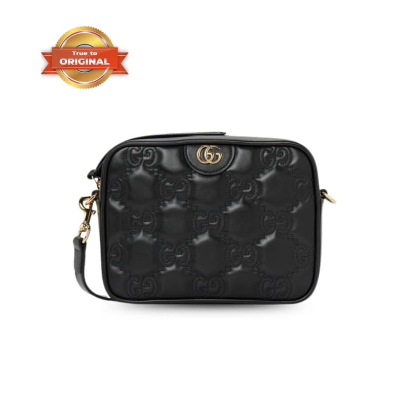 [True-to-ORIGINAL] Gucci Matelasse Shoulder Bag Black For Women 8.5in/22cm GG 702234 UM8HG 1046