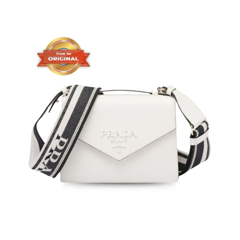 [True-to-ORIGINAL] Prada Monochrome Saffiano Bag White For Women, Women's Bags 8.2in/21cm 1BD317_2ERX_F0009_V_3O3