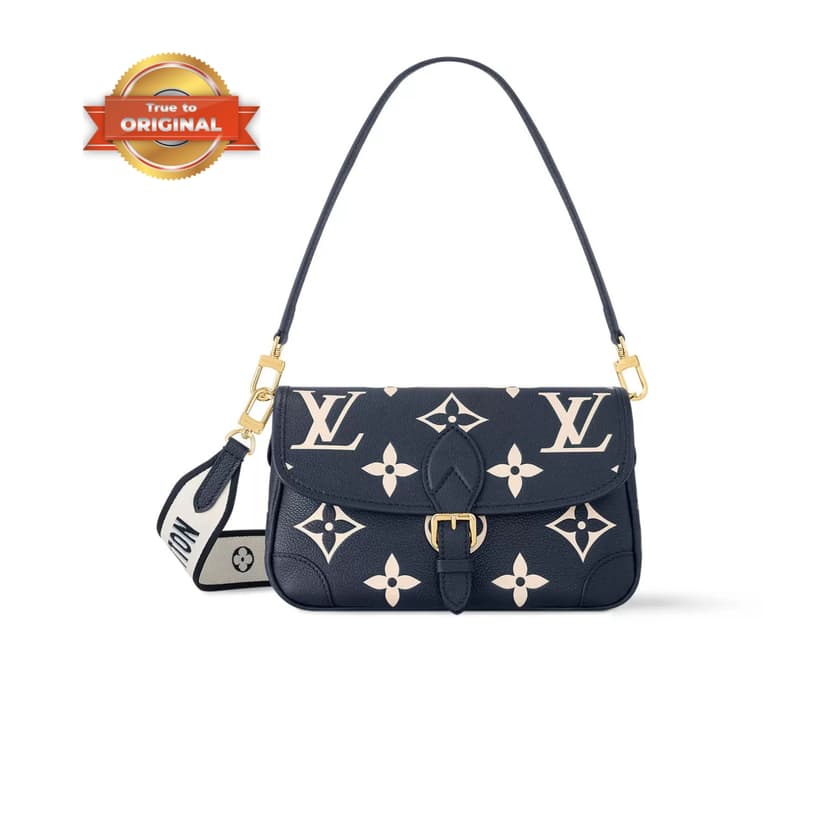 [True-to-ORIGINAL] Louis Vuitton Diane Navy Blue For Women 9.4 Inches/ 24 Cm M47161