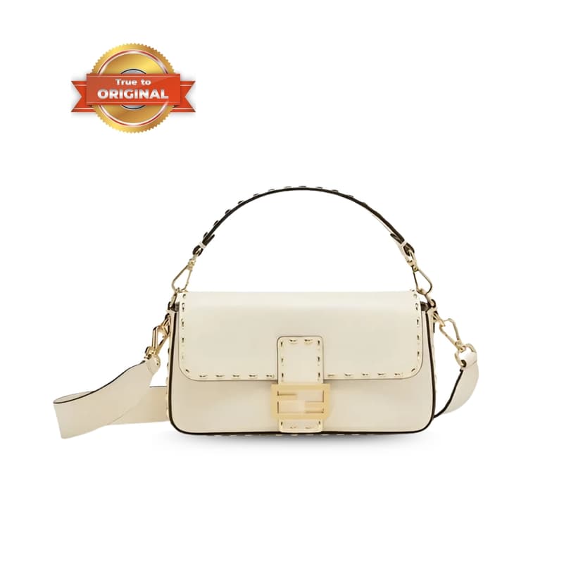 [True-to-ORIGINAL] Fendi Mon Baguette Medium White Bag For Woman 28cm/11in 8BR600AHMQF1FIR