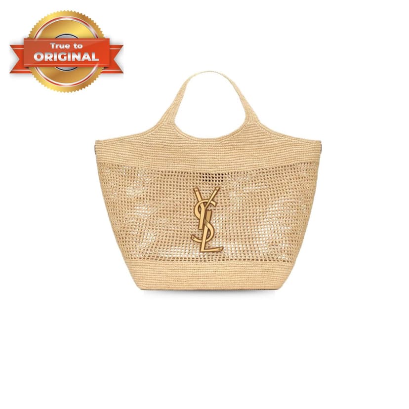 [True-to-ORIGINAL] Saint Laurent Icare In Raffia Beige For Women 55 Cm/ 21.7 Inches 772191GAAEK2063