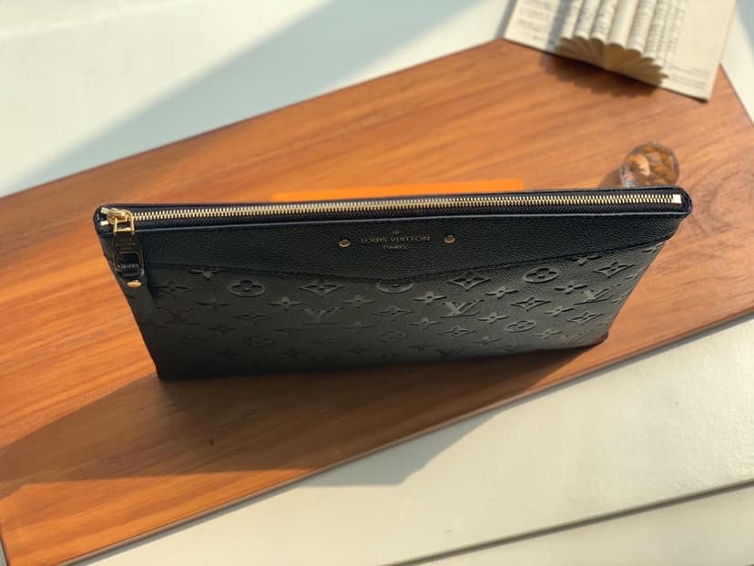 Louis Vuitton Daily Pouch Monogram Empreinte Black For Men, Men's Wallet 11.6in/29.5cm LV M62937