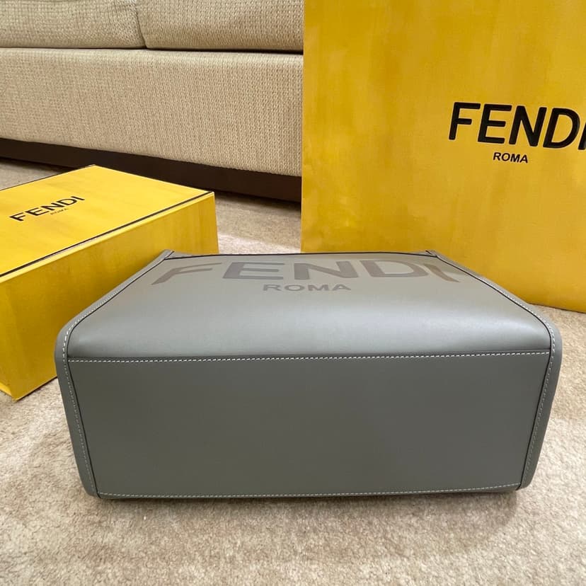 Fendi Tote Bag Grey For Women, Wonmen's Bags 13.8in/35cm FF 8BH386ABVLF1BZC