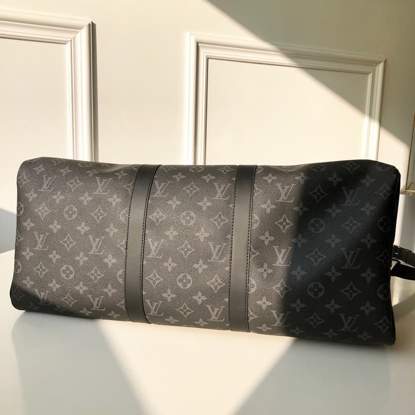 Louis Vuitton Keepall Bandouliere 55 Monogram Eclipse Canvas For Men, Men's Bags, Travel Bags 21.7in/55cm LV M40605