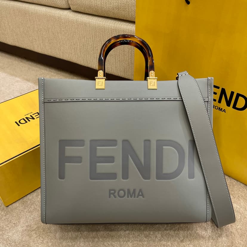 Fendi Tote Bag Grey For Women, Wonmen's Bags 13.8in/35cm FF 8BH386ABVLF1BZC