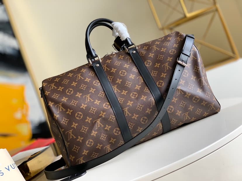 Louis Vuitton Keepall Bandouliere 45 Monogram Macassar Canvas For Men, Men's Bags, Travel Bags 17.7in/45cm LV M56711