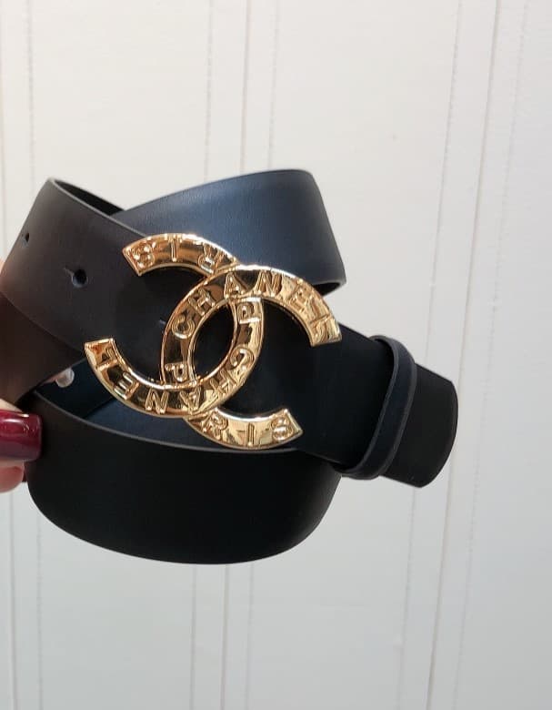 Chanel Double C Buckle Belt Black with Gold Hardware