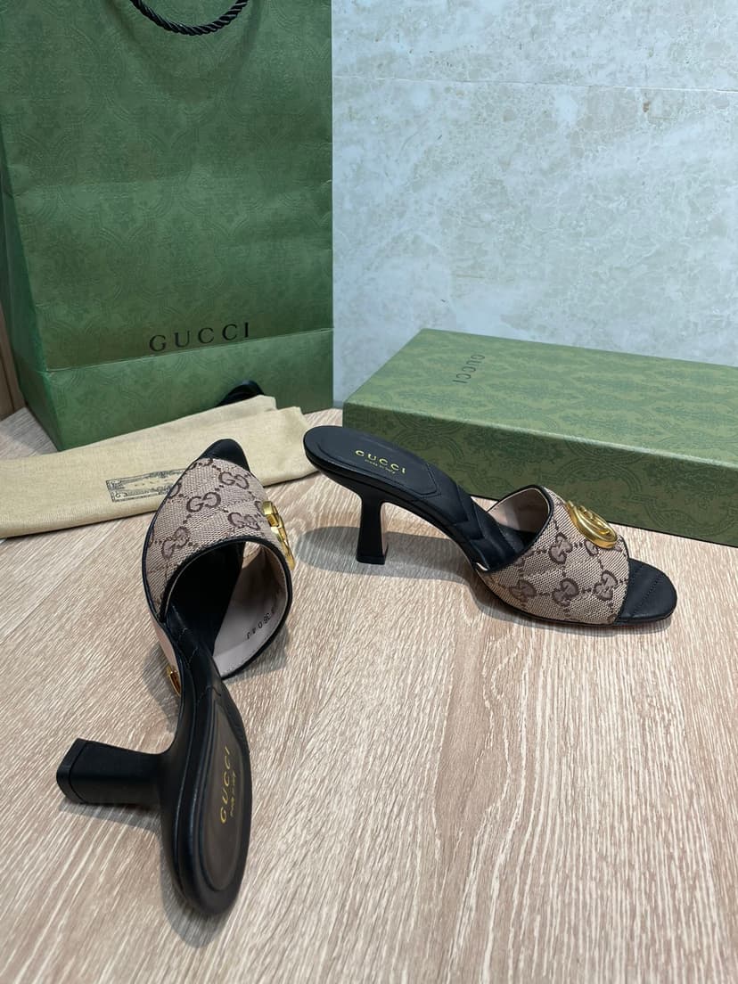 Gucci Double G Slide Sandal Chevron Matelasse Black For Women GG 674839