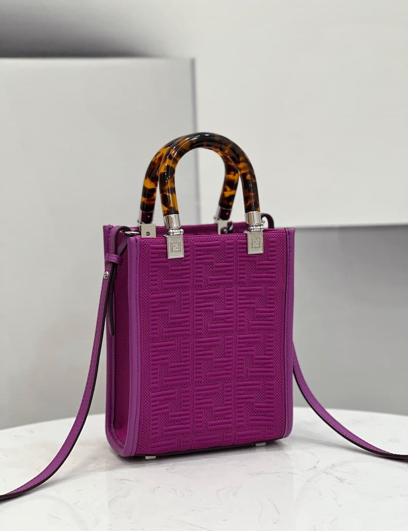 Fendi Mini Sunshine Shopper Purple For Women, Women's Handbags, Shoulder And CrossBody Bags 7.1in/18cm FF 8BS051
