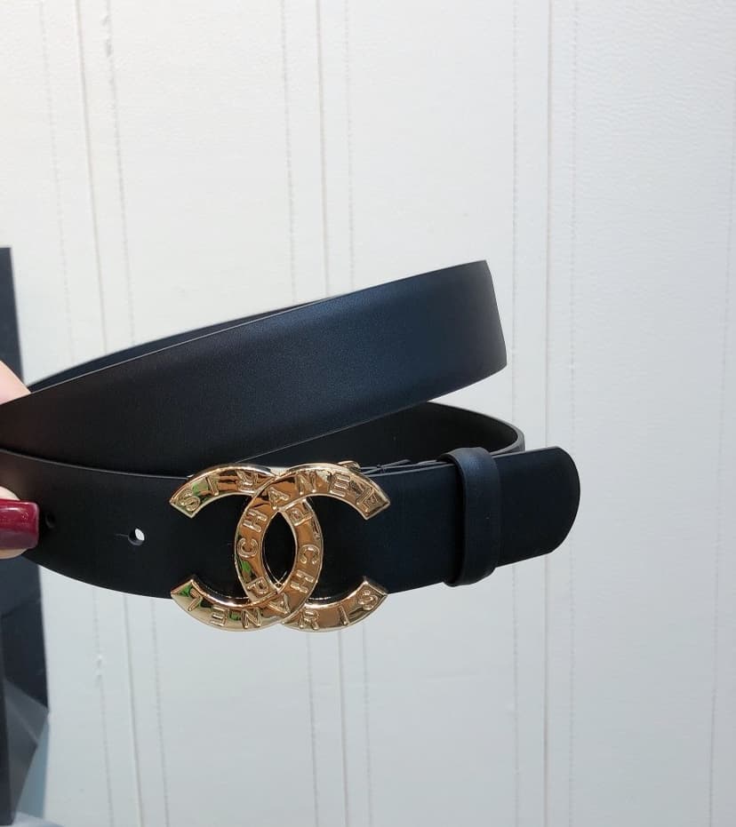 Chanel Double C Buckle Belt Black with Gold Hardware