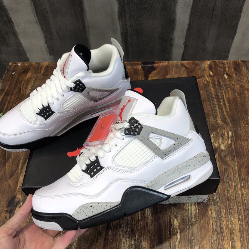 Nike Air Jordan 4 Retro White Cement Sneaker For Women, Women's Shoes