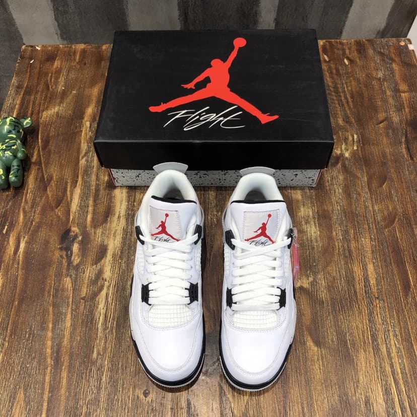 Nike Air Jordan 4 Retro White Cement Sneaker For Women, Women's Shoes