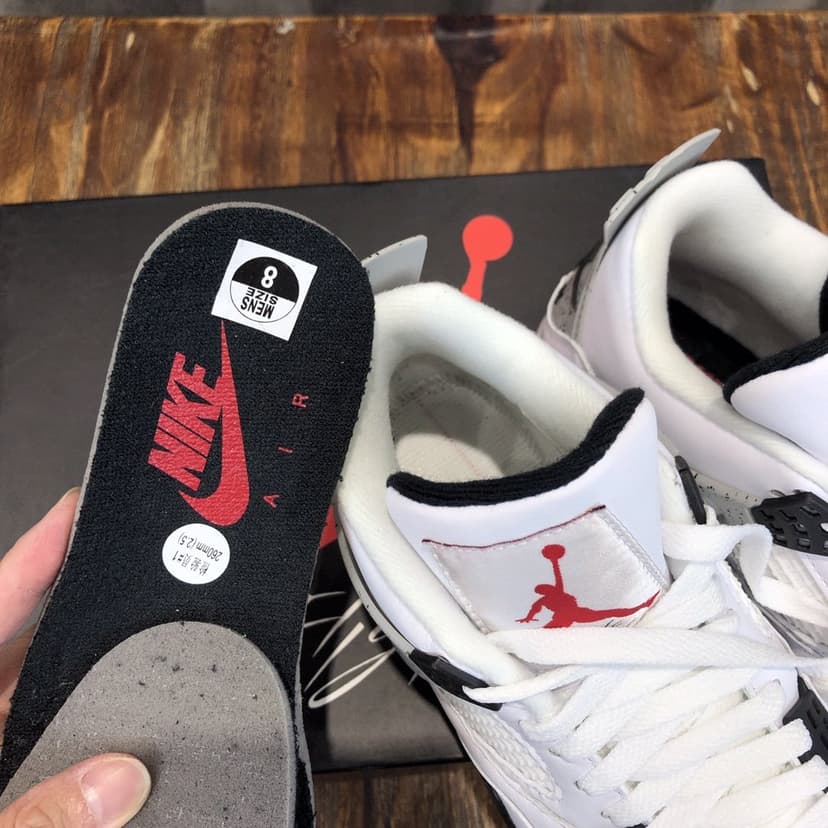 Nike Air Jordan 4 Retro White Cement Sneaker For Women, Women's Shoes