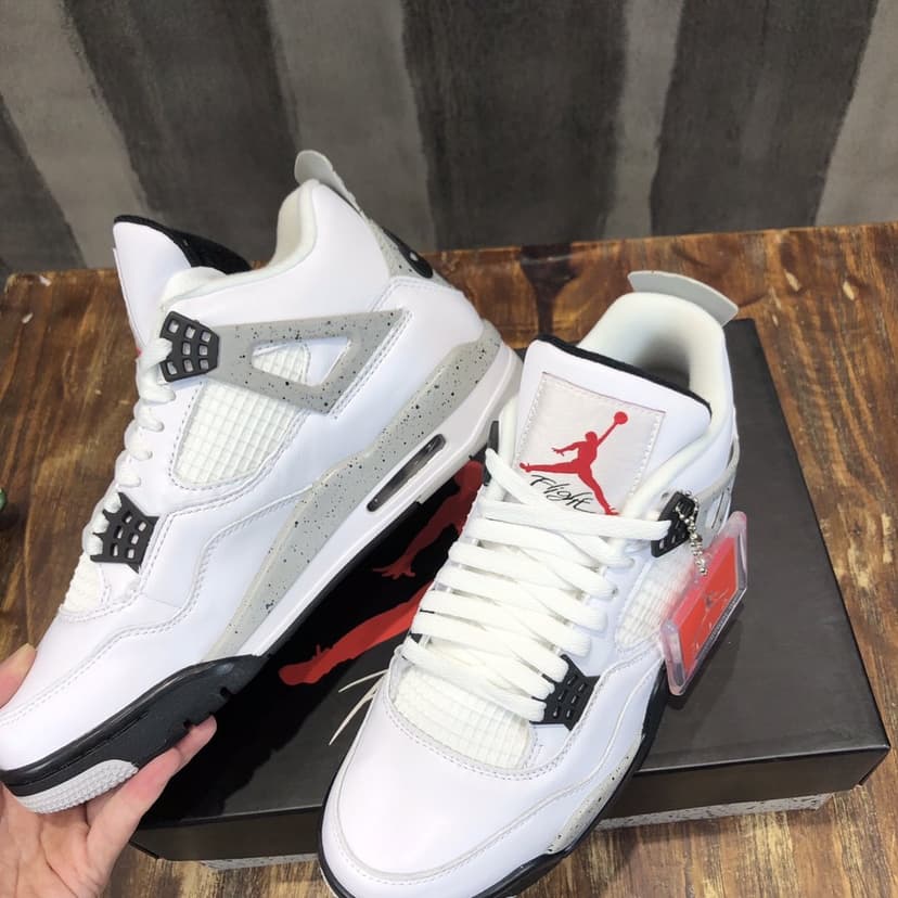 Nike Air Jordan 4 Retro White Cement Sneaker For Women, Women's Shoes