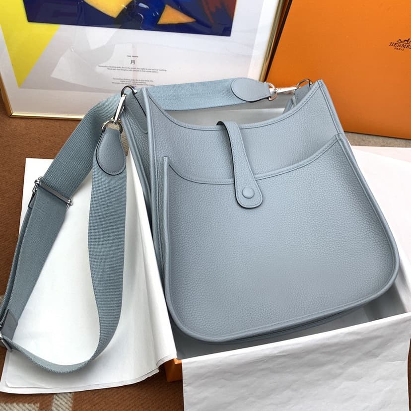 Hermes Evelyne III 29 Bag Light Blue With Silver-Toned Hardware For Women, Women's Shoulder And Crossbody Bags 11.4in/29cm H056277CK18