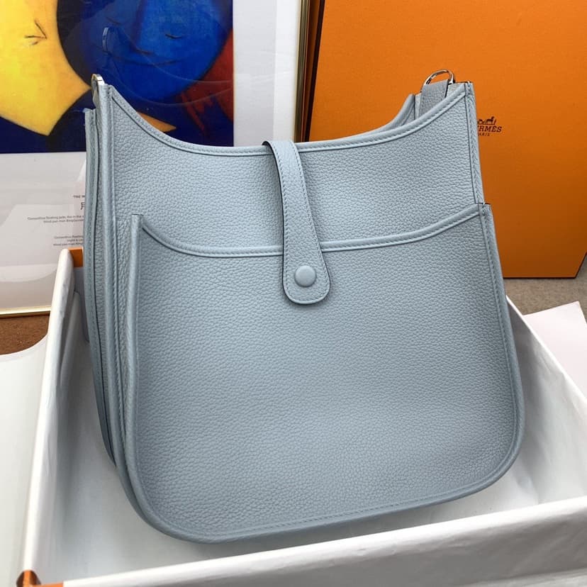 Hermes Evelyne III 29 Bag Light Blue With Silver-Toned Hardware For Women, Women's Shoulder And Crossbody Bags 11.4in/29cm H056277CK18