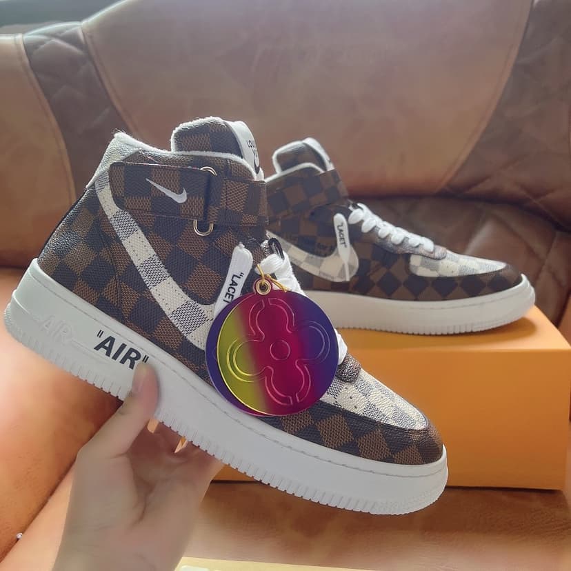 Louis Vuitton And Nike “Air Force 1” By Virgil Abloh Caro White/Brown For Men, Men’s Shoes