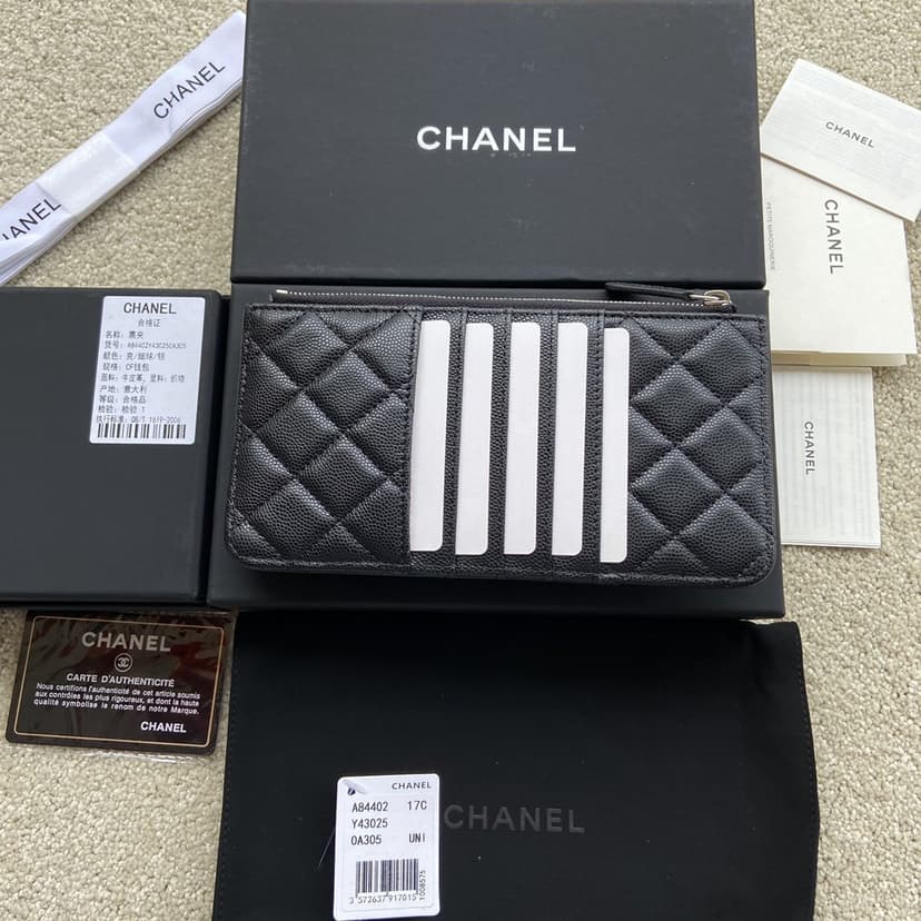 Chanel CO-CO Mini Pouch Wallet 19.5cm/7.7in Silver Hardware For Women Black